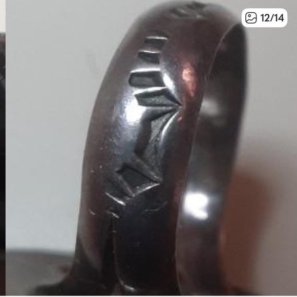 Old Pawn Silver and  Royston Turquoise Nugget Ring - Picture 10 of 13
